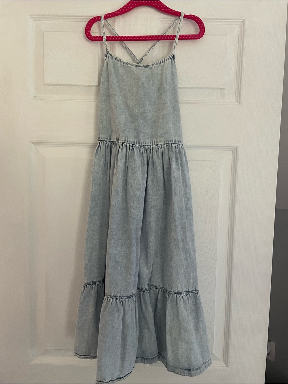 GAP Light Blue Denim-Style Tiered Maxi Dress for Kids size 10